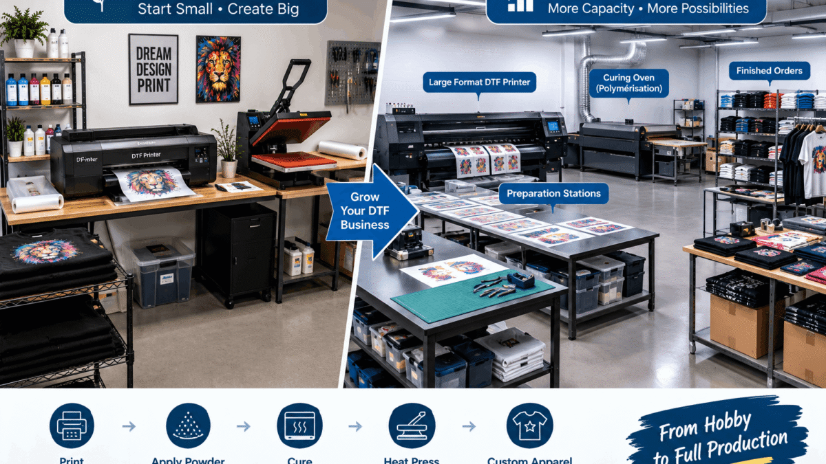 Augmenter production DTF dans un atelier textile de plus grande capacité