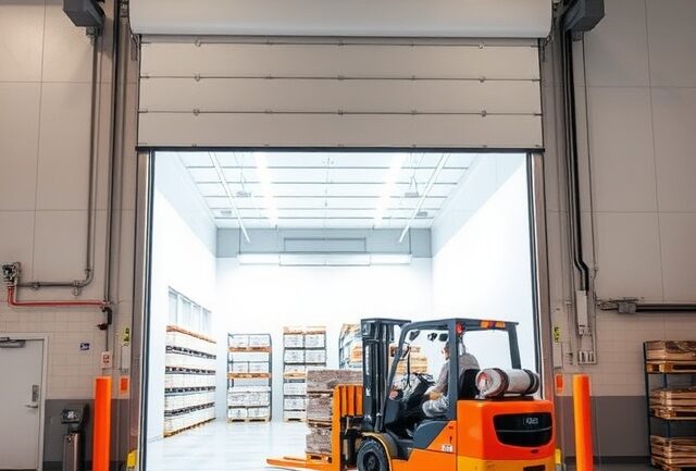 High-traffic freezer room doors for forklift access and temperature control