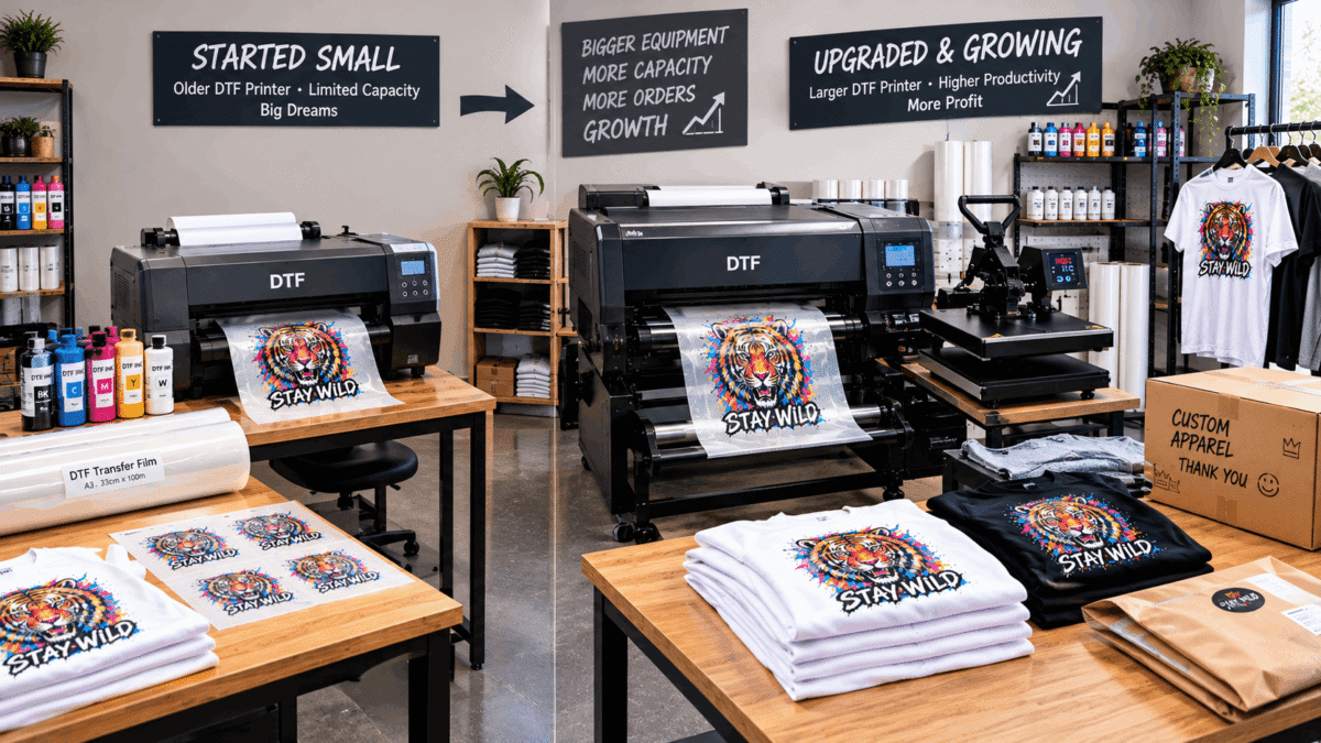When to upgrade a DTF printer as a small apparel business grows