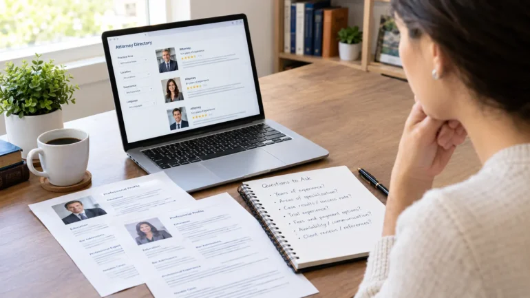 Prospective client researching legal credentials to assess attorney experience without relying on advertising.